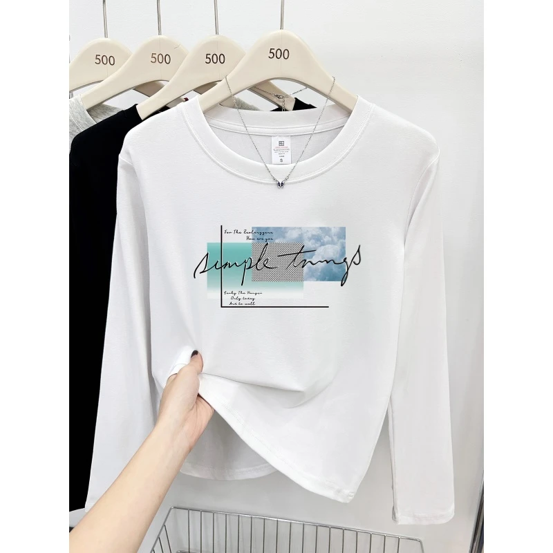 胖mm正肩大码长袖t恤女春秋冬季穿搭韩版休闲圆领内搭打底衫上衣