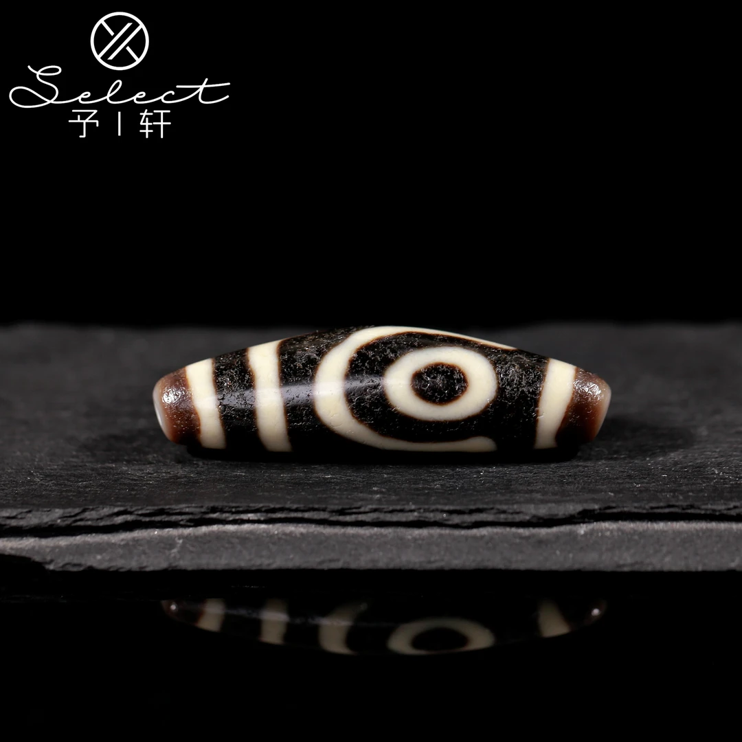 予轩出品；台一上肯老超顶牛角大尺寸如意二眼52.9*14.9mm天珠吊坠