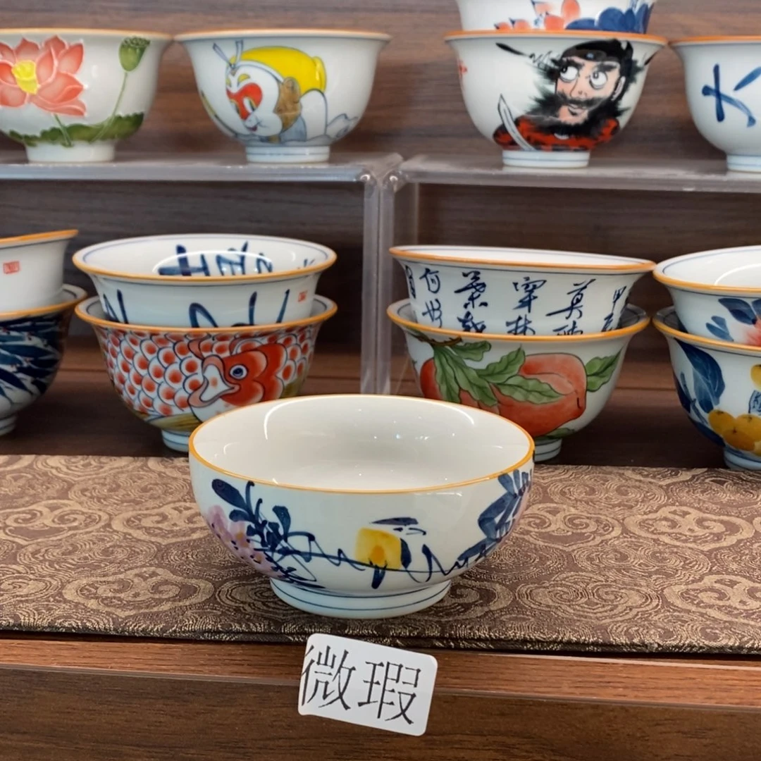 釉下手绘茶具微瑕手工绘制