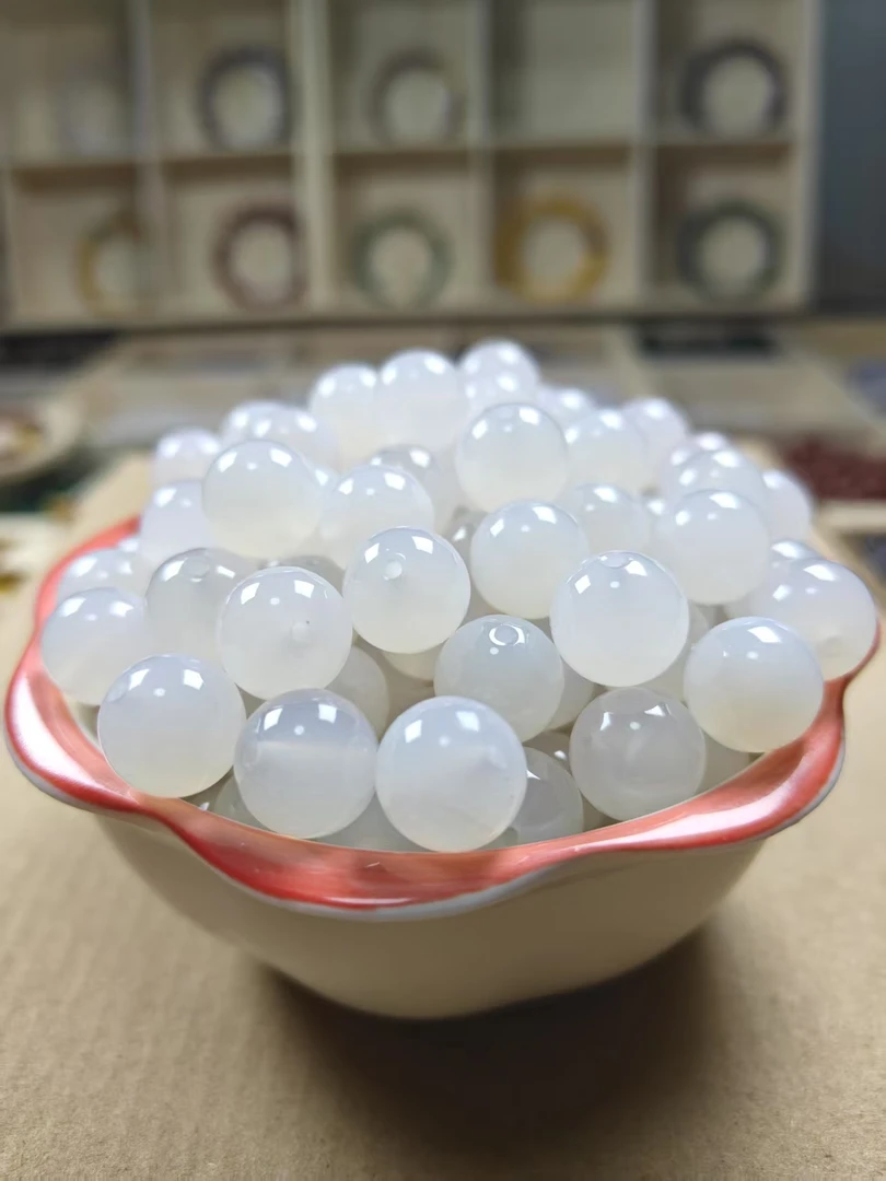 【白色玛瑙】7A级天然白玛瑙散珠DIY手工串珠