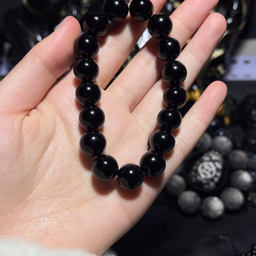 稳***。黑曜岩未镶嵌手链