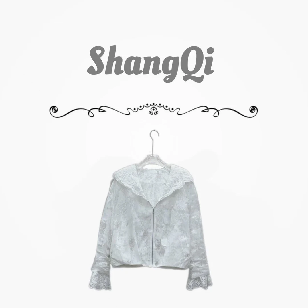 【夏梦蕾丝外套】长袖休闲蕾丝防晒连帽镂空外套--A1305卡码拍小