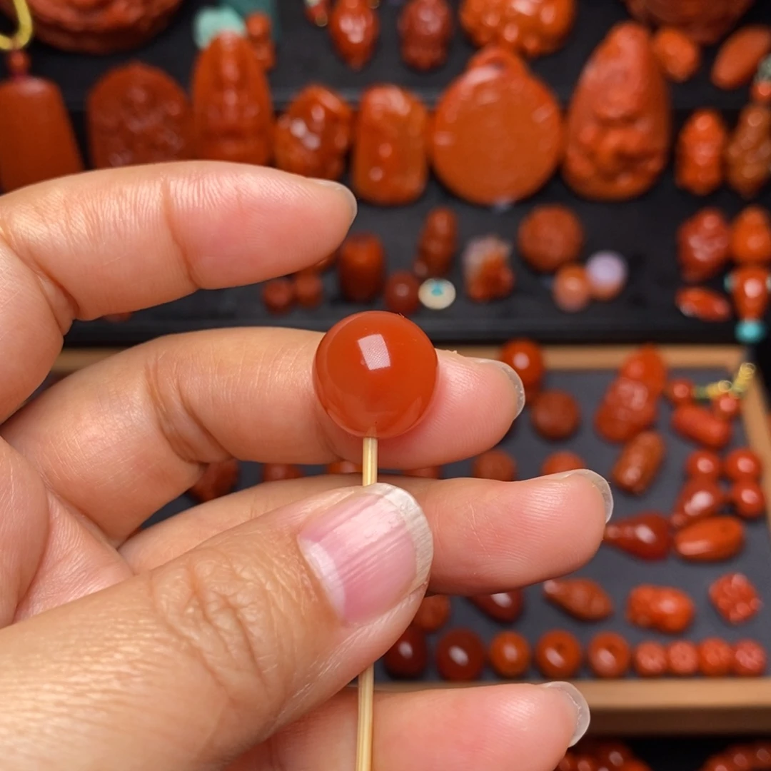 南红玛瑙配饰龙珠未镶嵌圆珠卡14.2