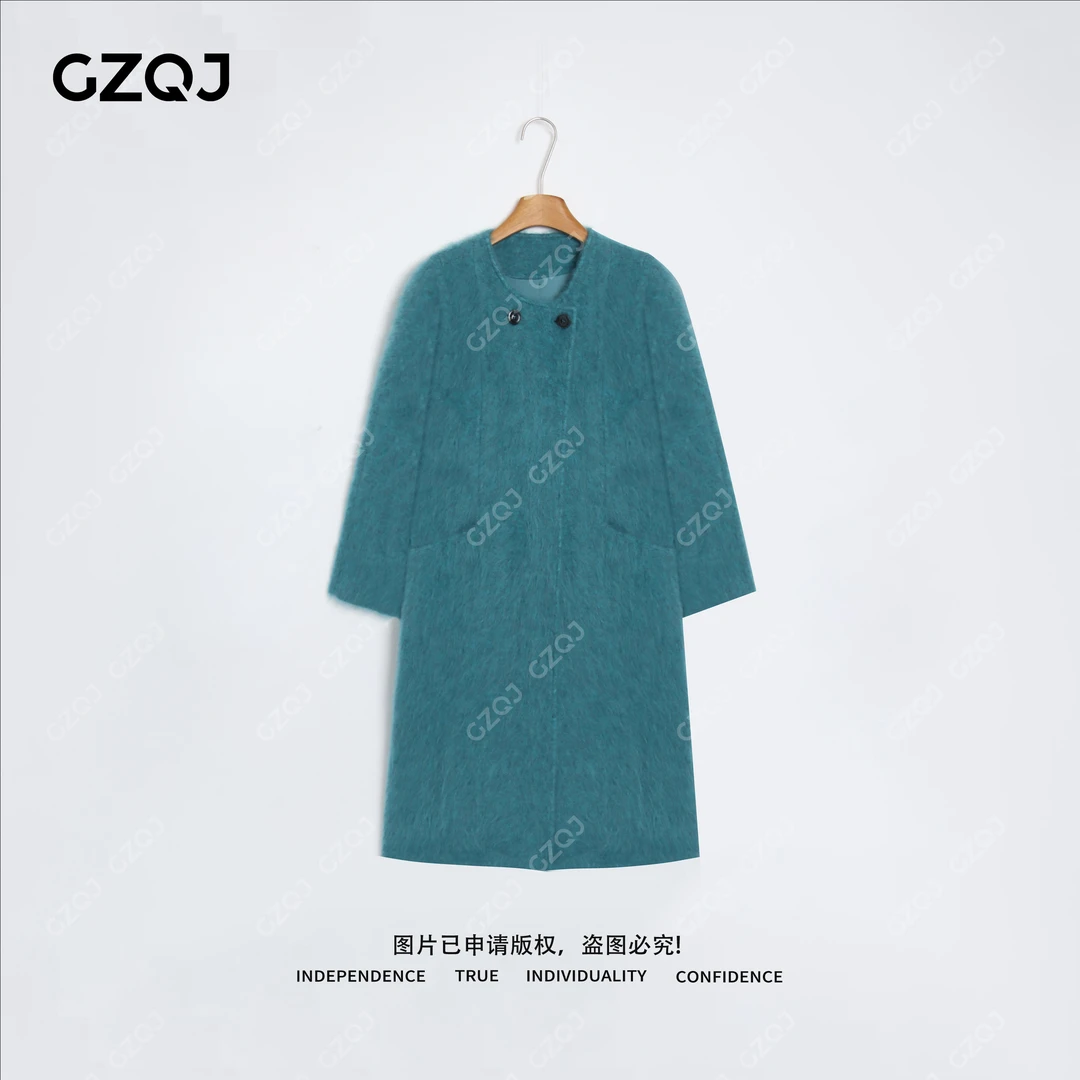老琴私服【静屿大衣】绵羊毛山羊绒高智感拉毛大衣毛呢外套女92009
