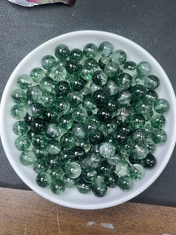 天然水晶散珠 半盆绿幽灵Y2323  8mm  30颗（赠弹力绳）