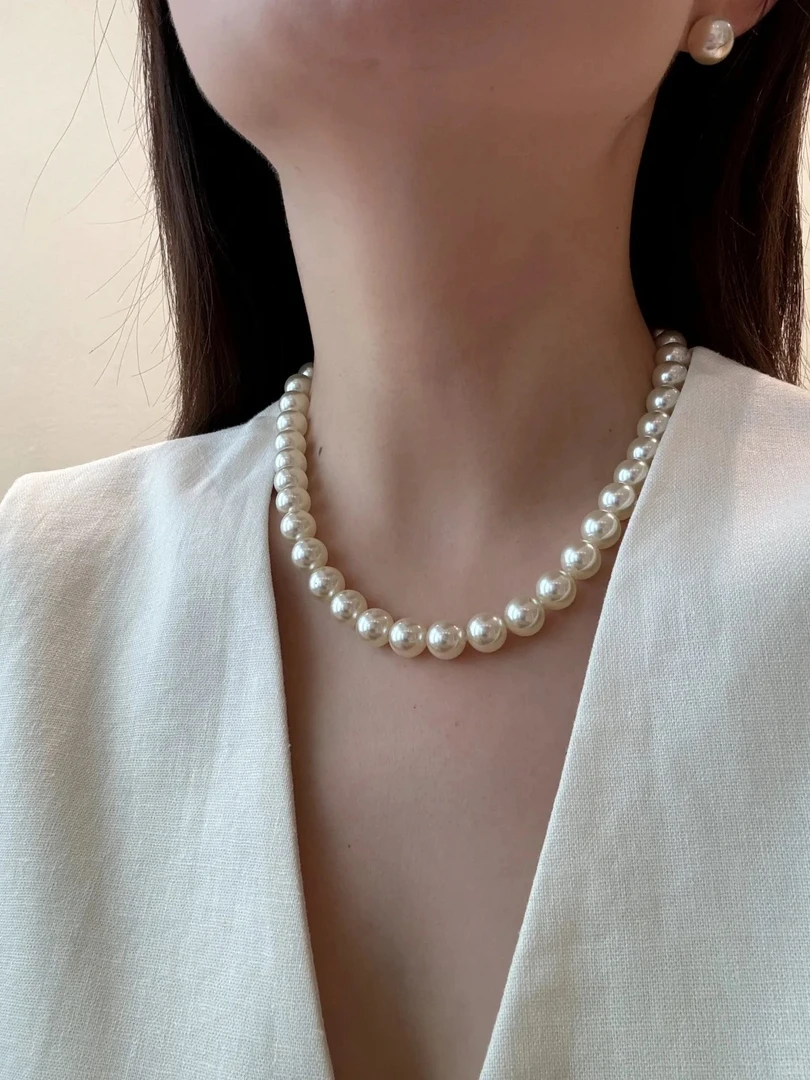 非金属仿珍珠项链 倪妮同款全珠链轻奢时尚气质