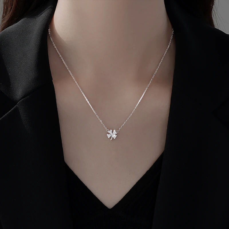 链子足银 999纯银四叶草吊坠项链女款2025年新款爆款春幸运锁骨链