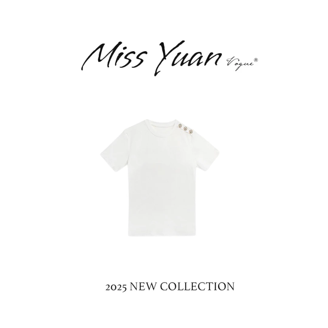 M.Y. 媛总 夏季款T恤百搭短袖套头上衣1LY3626D（白色）