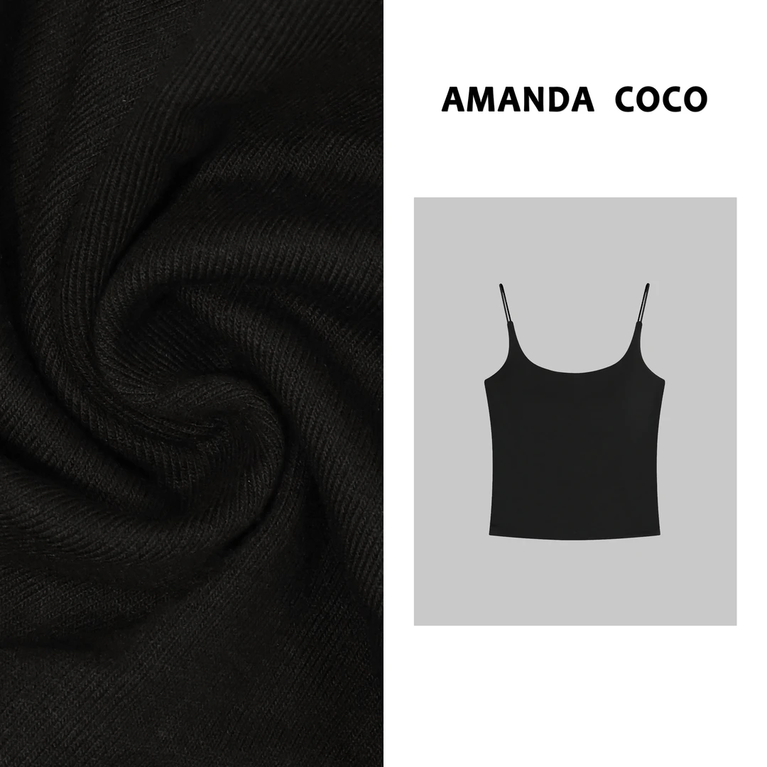 糖糖# 珍珠蛋白细螺纹背心吊带美背