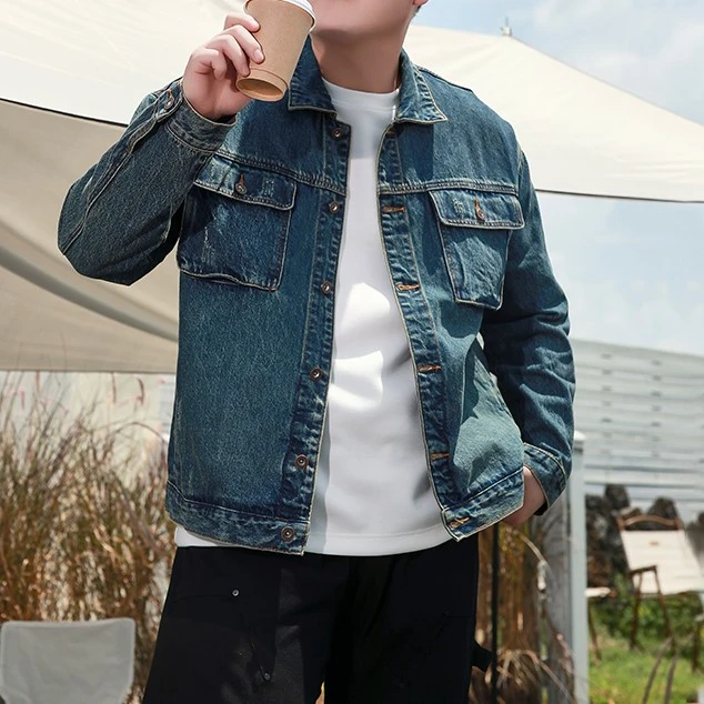 【复古个性牛仔外套】乔拉格大码男装秋季新品男士加肥潮流牛仔外套