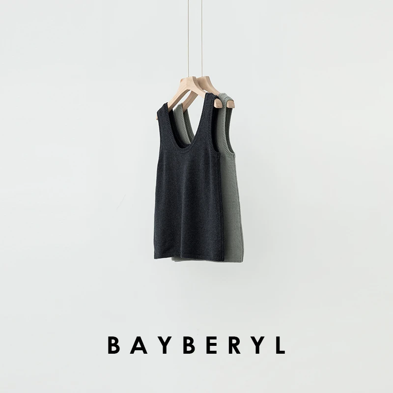 BAYBERYL老贝双U背心*叠穿百搭羊毛无袖25秋针织衫ZZS4L2517