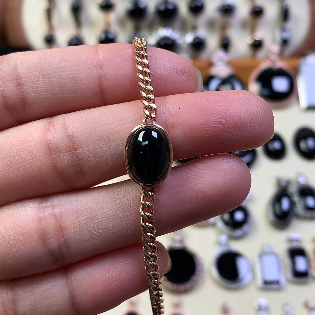 翡翠18K金镶嵌手链