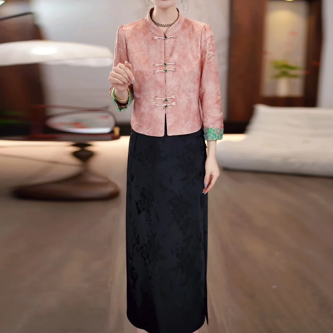 胜美气质高级感新中式国风时尚套装2025洋气新款爆款两件套连衣裙