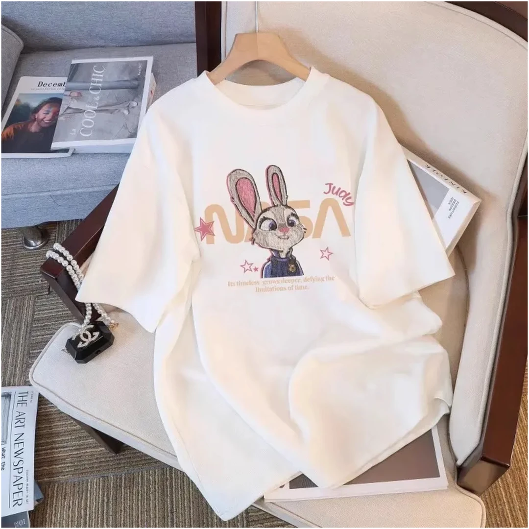 夏季新款爆款欧货大码女装白色短袖t恤女上衣宽松显瘦百搭ins