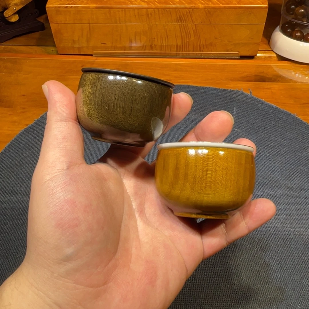 金丝楠6cm一对茶杯金丝楠木小叶桢楠
