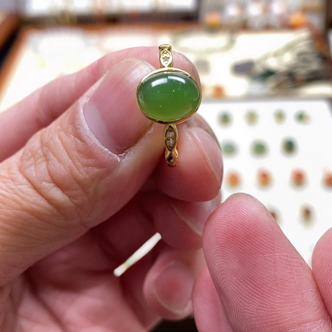 和田玉戒指银S925镶嵌星**烂