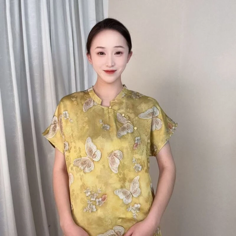 【金蝶】2025春夏新款国风新中式提花短袖-ll