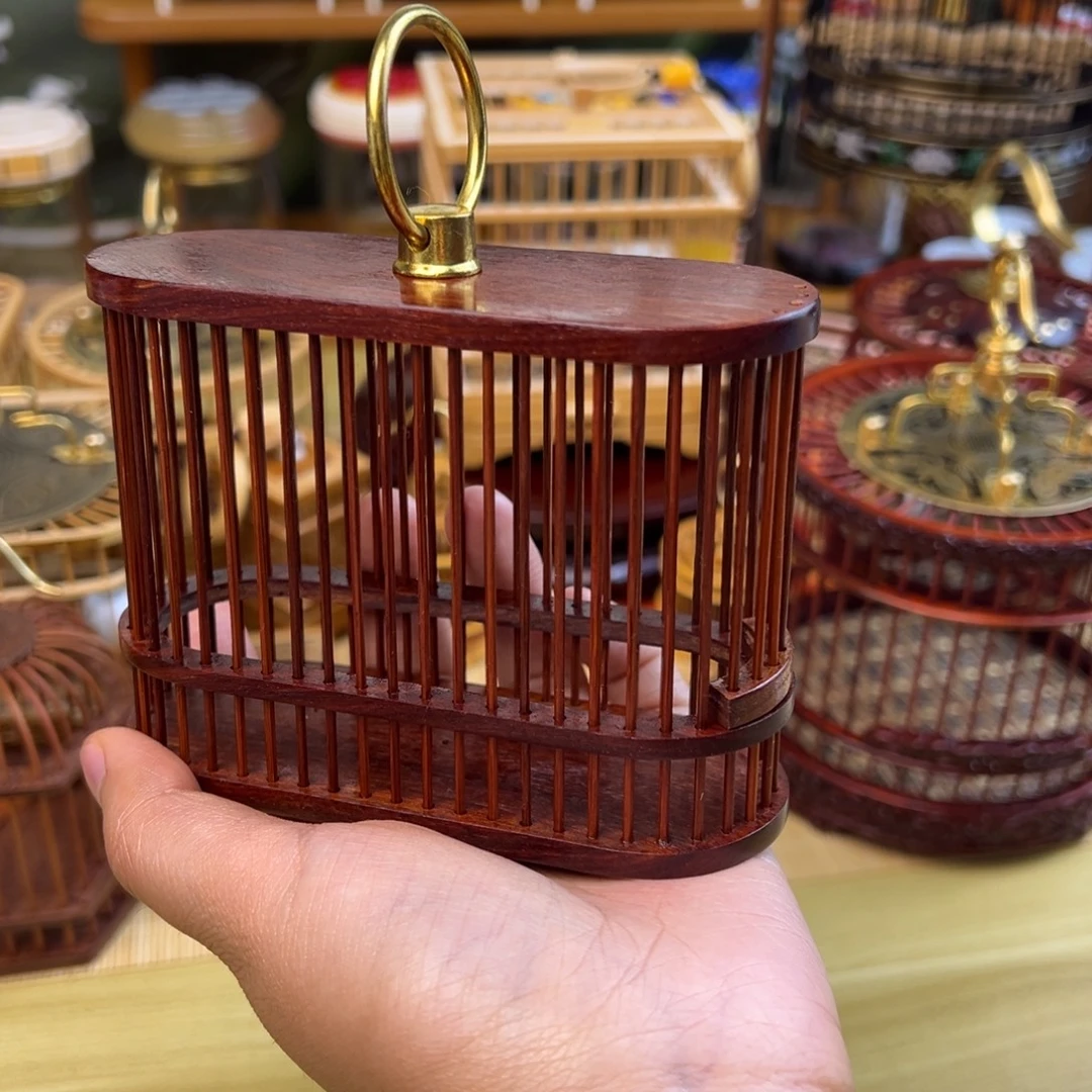 扎嘴蝈蝈两用笼子（红檀木料）