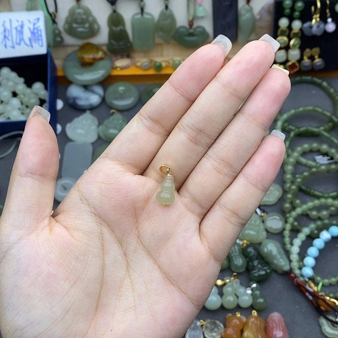 和田玉银S925镶嵌吊坠(不含链)