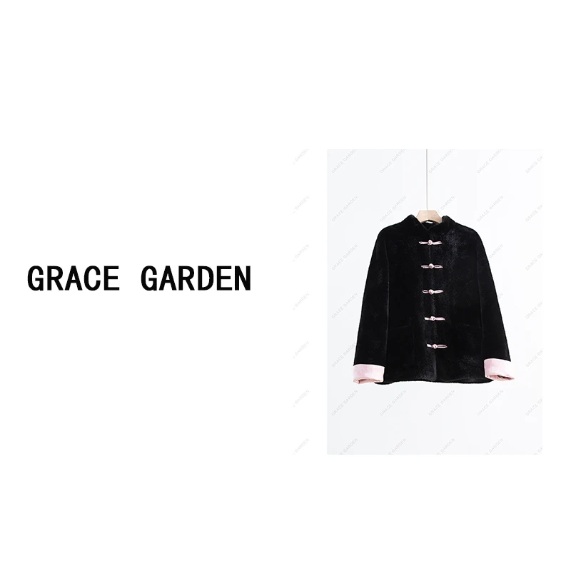 GRACE GARDEN【257】年服系利！转运粉！撞色袖口毛绒外套MF4A0352