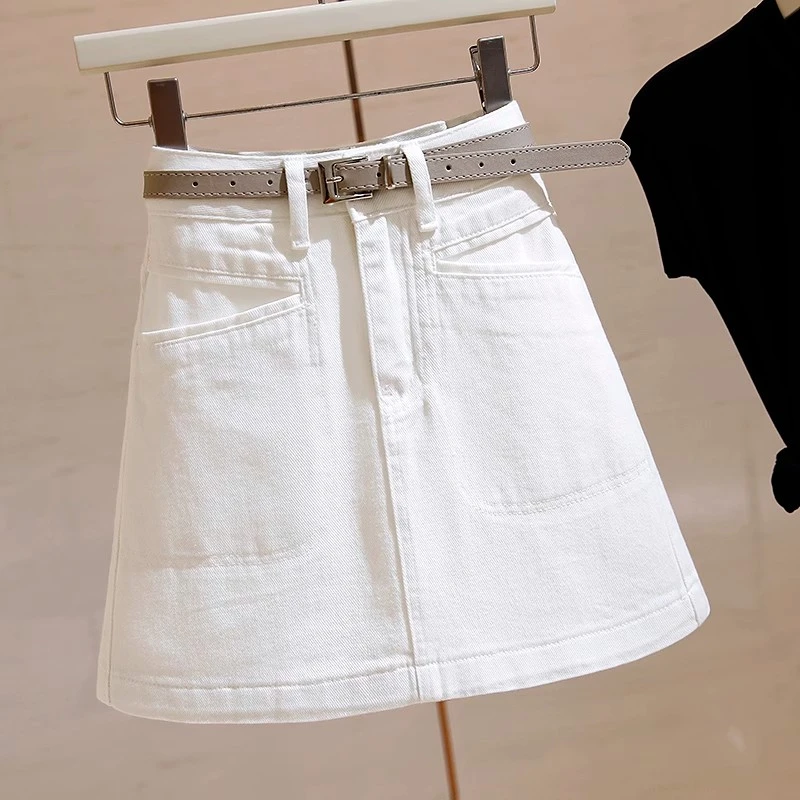 高腰白色半身裙短裙2025新款夏季薄款时尚防走光百搭a字裙包臀裙