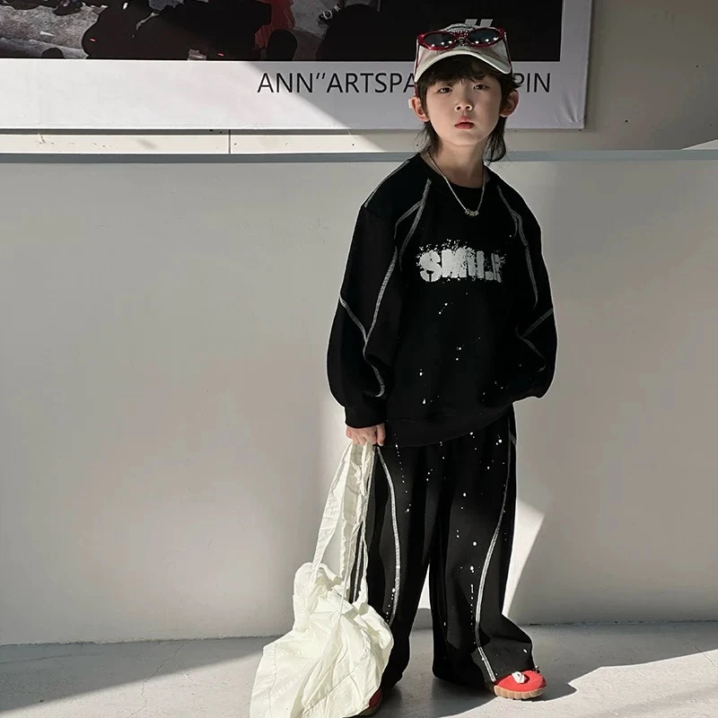 儿童男童春秋套装2025新款两件套男孩帅气时髦韩版卫衣春秋装潮酷