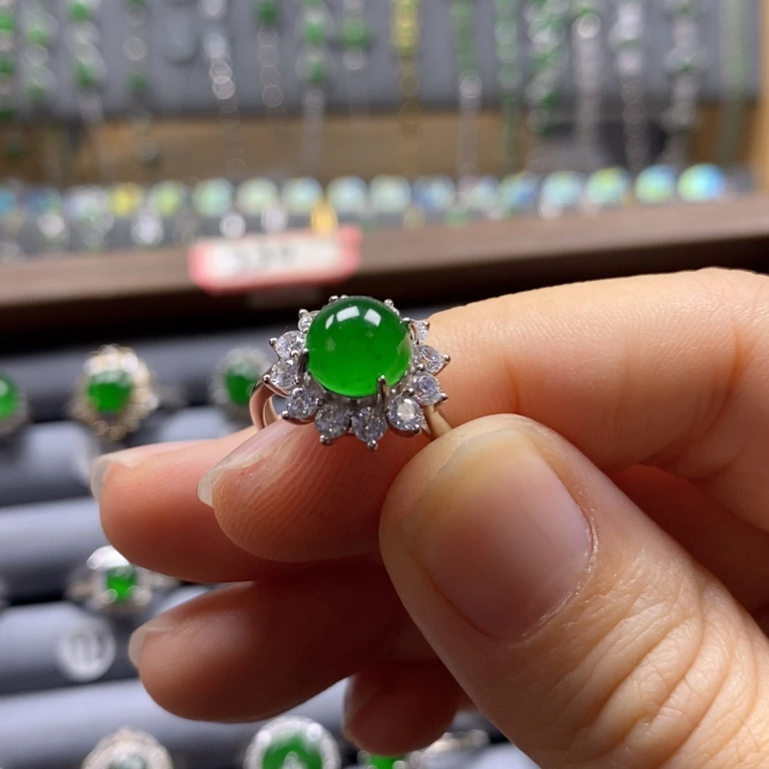 颈饰银S925镶嵌翡翠174号翡翠戒指