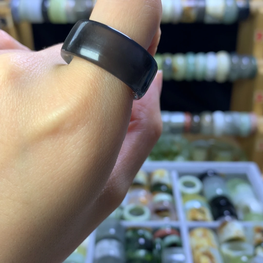 ℋ***࿐合金蛇纹石玉戒指不退换