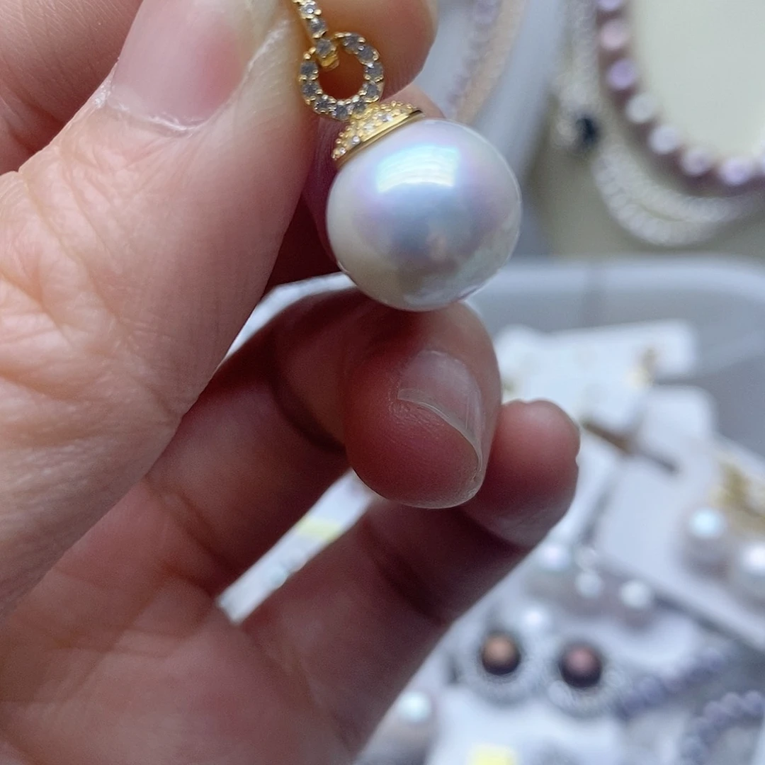 银S925镶嵌吊坠淡水珍珠