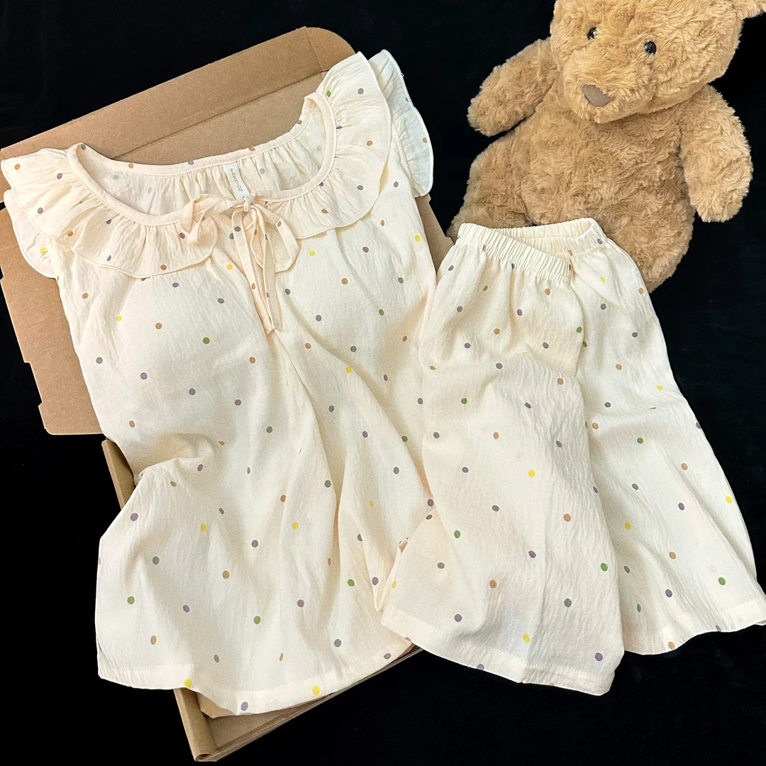 睡衣女夏季奶fufu带胸垫无袖背心套装女款休闲云朵棉ins风家居服