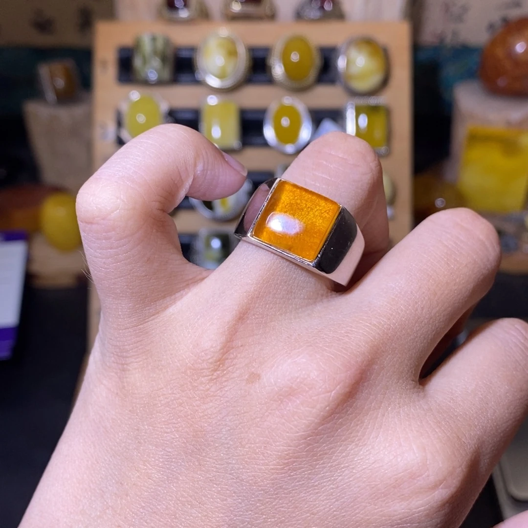 意****蜜蜡银S925镶嵌戒指