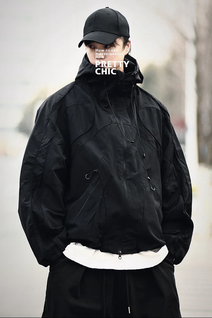 潮流拼接速干轻薄插肩宽松外套