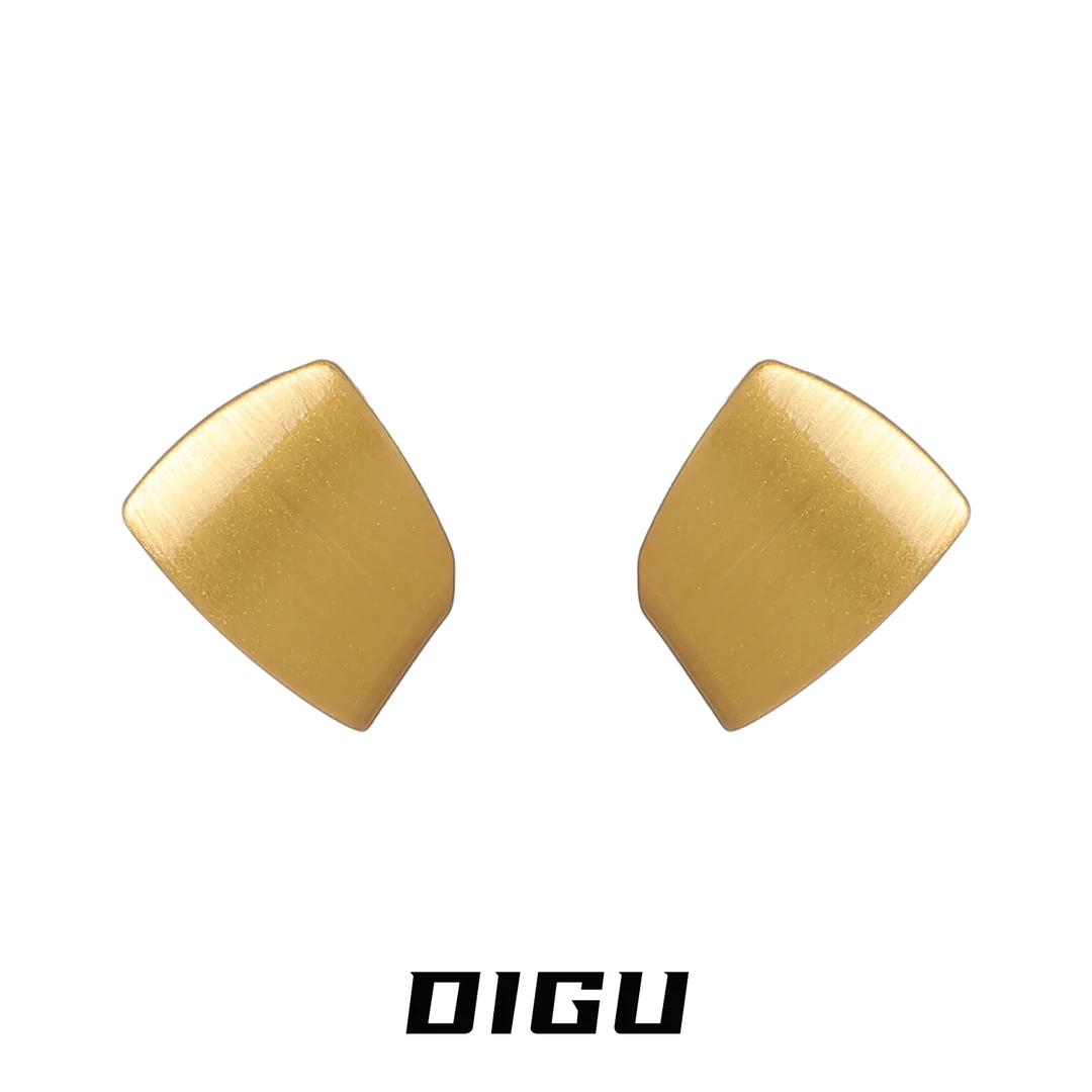 嘀咕家 铜合金耳饰 法式磨砂金属几何耳环女气质金色耳钉独特耳饰