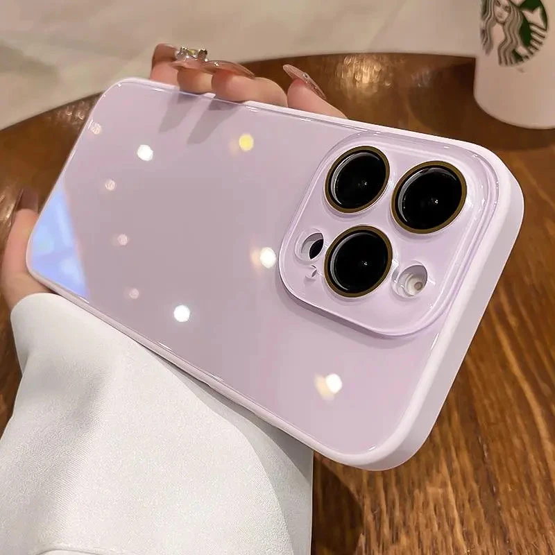 冰晶马卡龙适用苹果16pro手机壳散热玻璃iphone15promax防摔保护