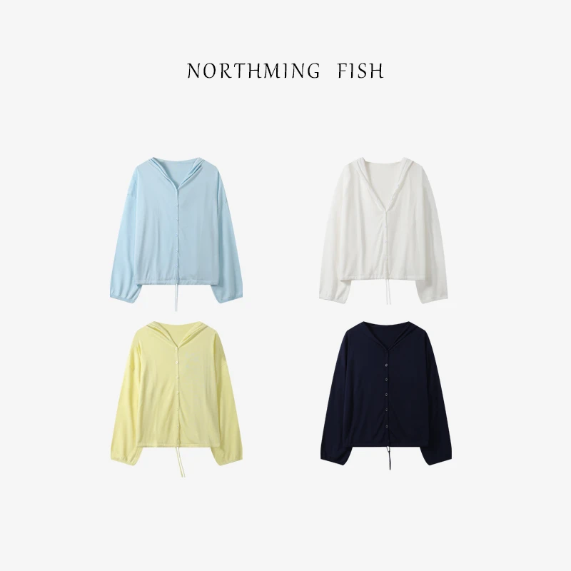 NorthMing fish 慵懒随性 16针高密度冰凉顺滑抽绳帽衫