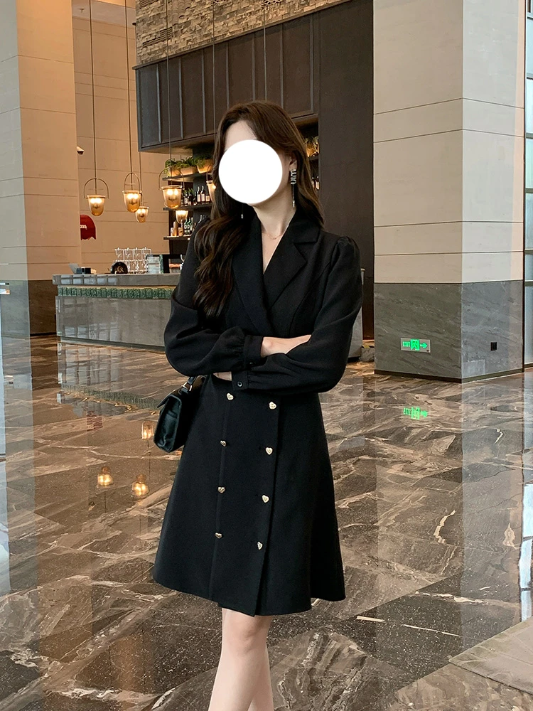 2025年秋季新款时尚女装休闲通勤外套气质西装领风衣连衣裙女