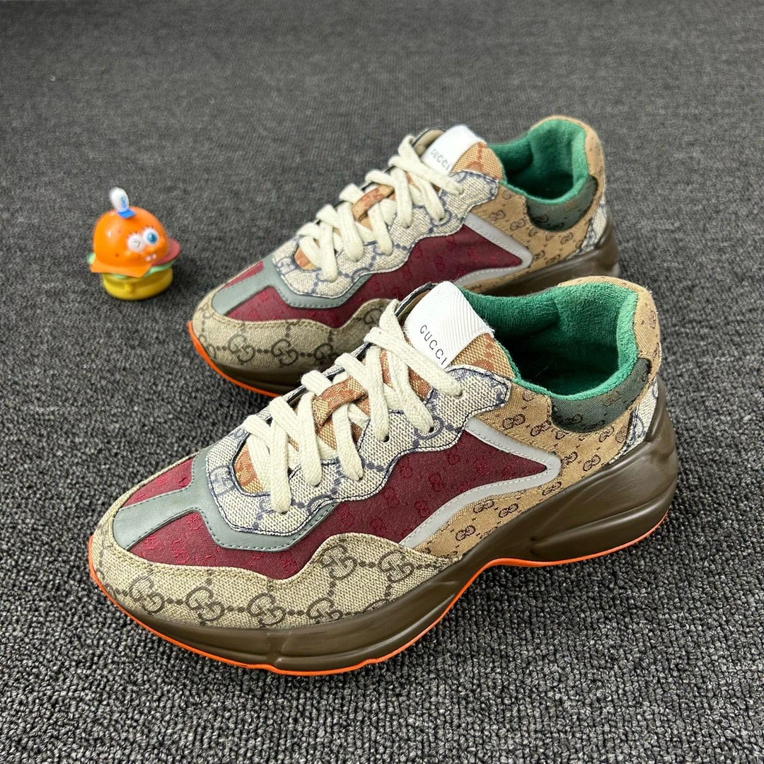 95新 GUCCI/古驰 老花老爹鞋 36码 经典老花拼接设计HB3110公价1w