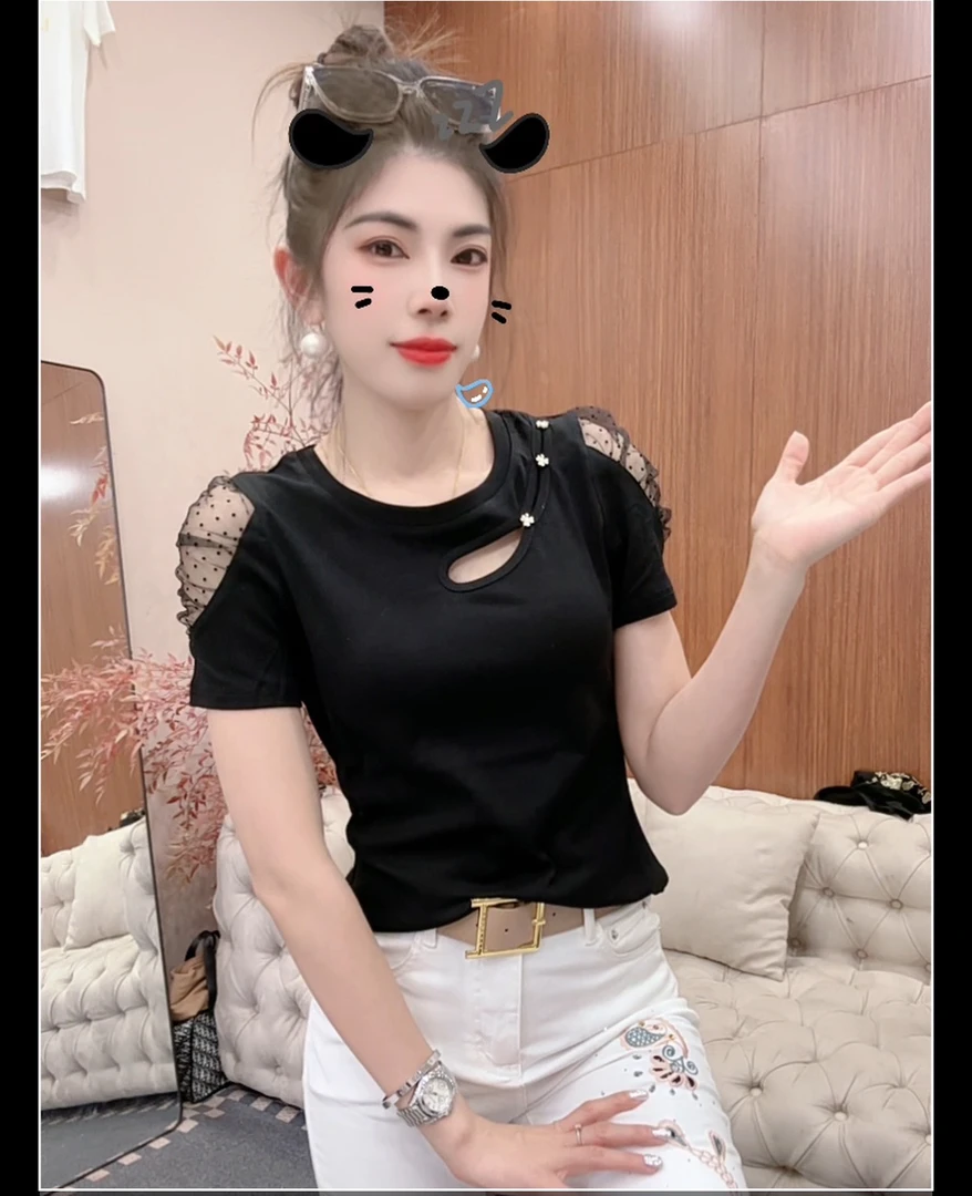 月月家，新款夏季气质款重工镂空上衣528