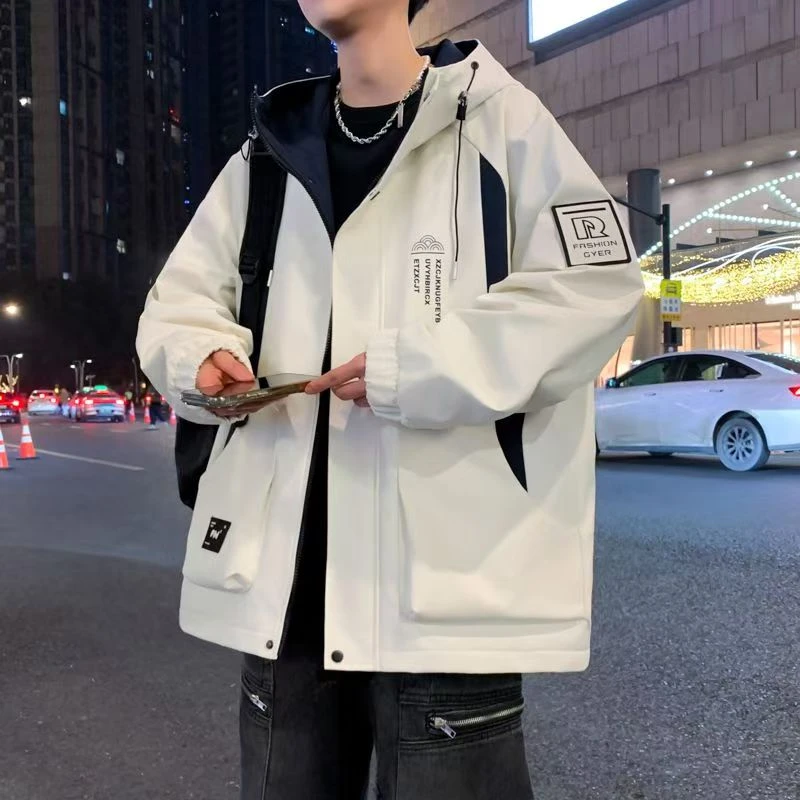 显身材秋季字母数字长袖连帽夹克学生上衣潮流韩版