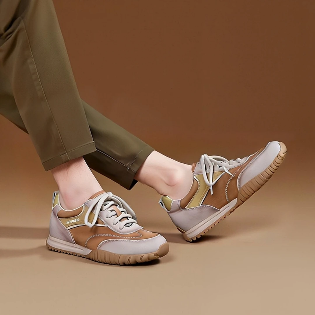 头层牛皮真皮阿甘鞋高端休闲板鞋女复古2025春秋款松糕鞋运动单鞋