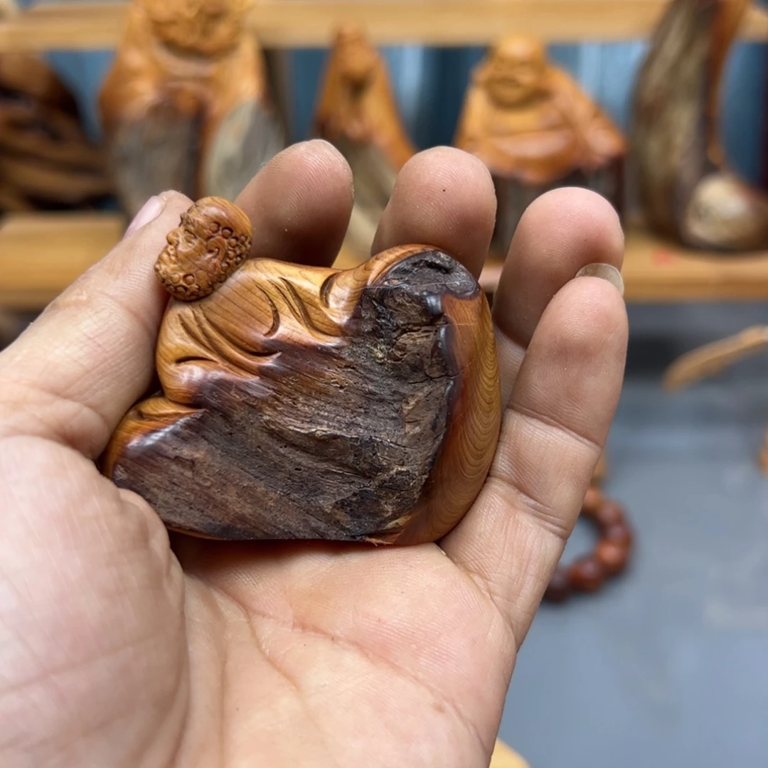 长***计木崖柏木摆件手把件