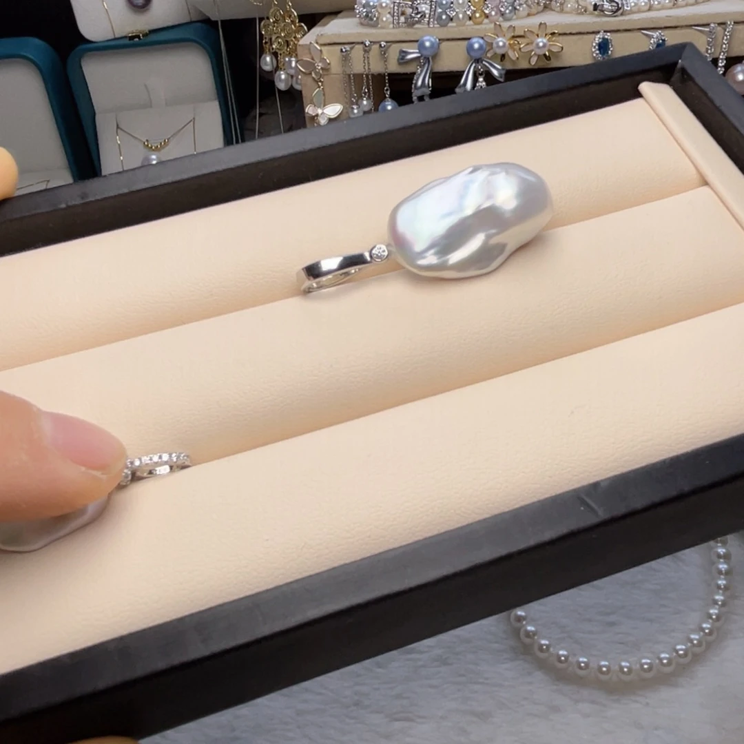 银S925镶嵌珍珠首饰淡水珍珠