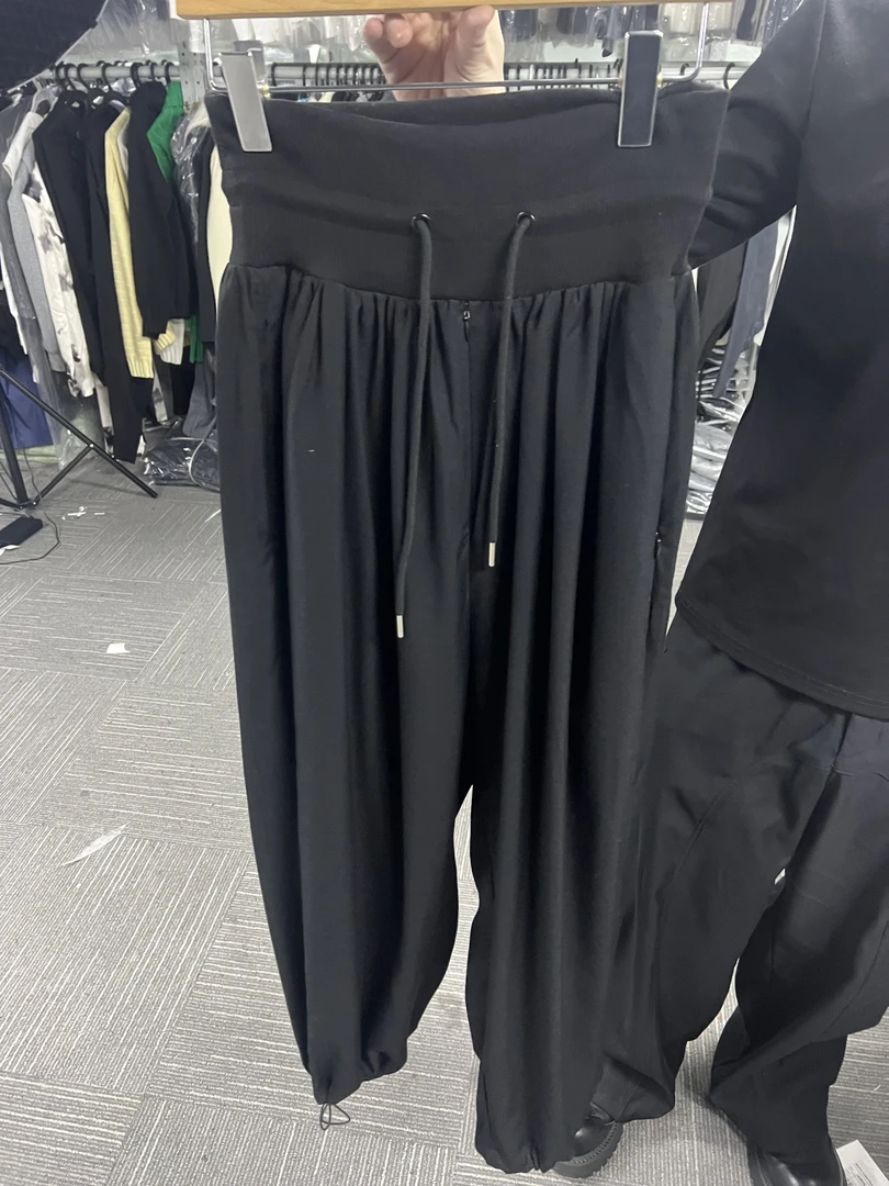 纯色设计感黑色卫裤34154