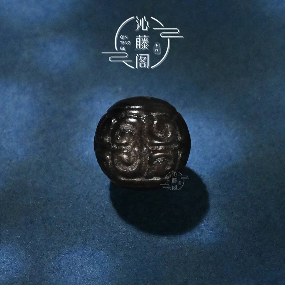 8/10/12MM银曜石回纹圆珠文玩配珠手串手链配饰腰珠顶珠单珠散珠