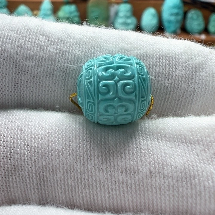 绿松石未镶嵌回纹珠10.8mm