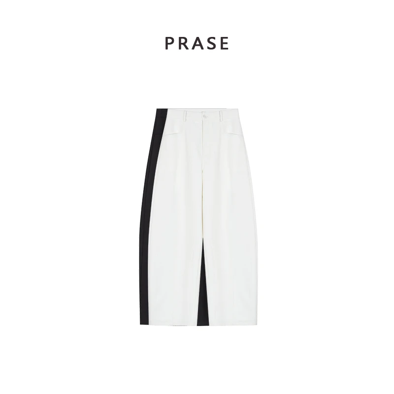 PRASE·噜【弯刀雅痞裤】微胖轻奢设计款春女时尚显瘦休闲裤PR503C76