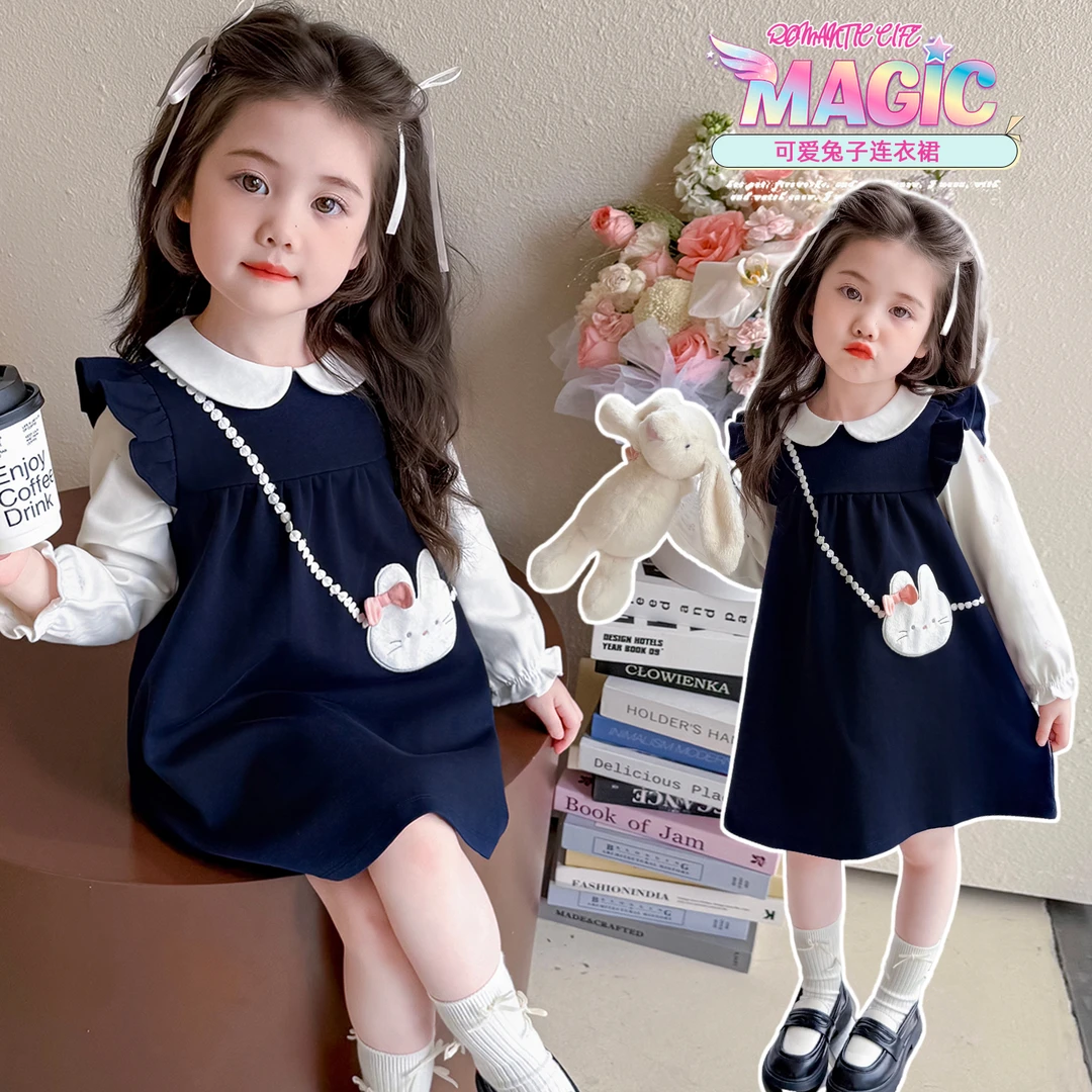 女童连衣裙娃娃领2025秋新款3-6岁小女孩裙子生日小孩儿童公主裙