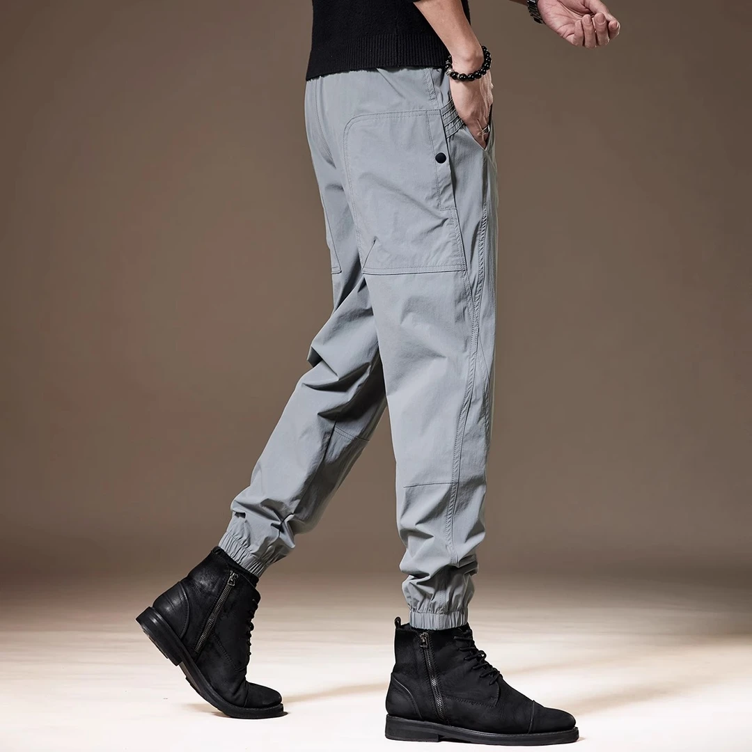 GS春季新款男士高端简约宽松直筒美式复古束脚工装休闲裤男