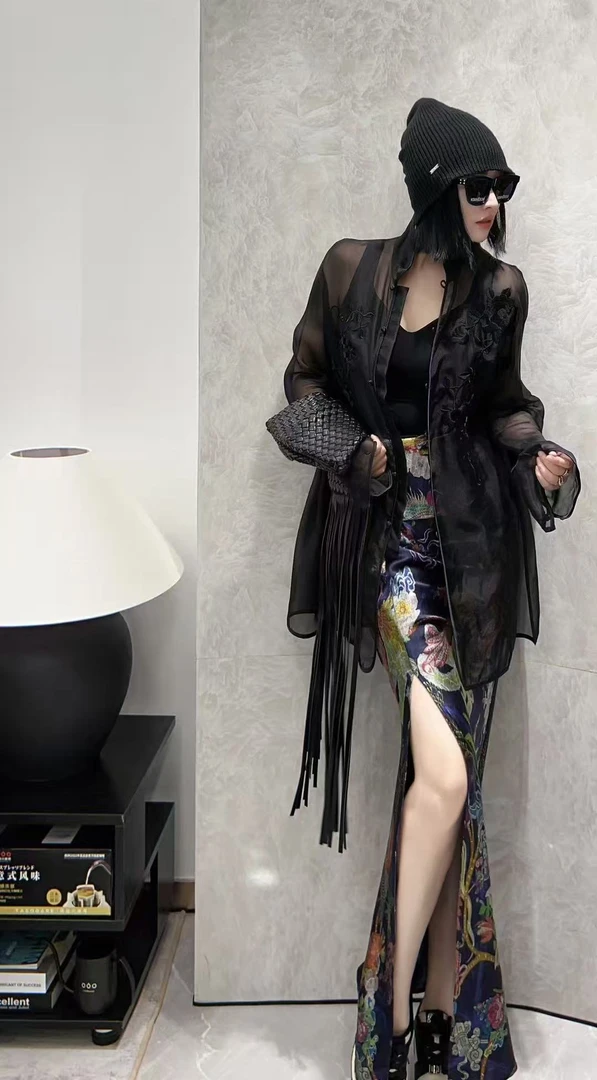 翡德莉丝【暗香】冰心推荐新中式重工刺绣时尚宽松薄款风衣衬衫