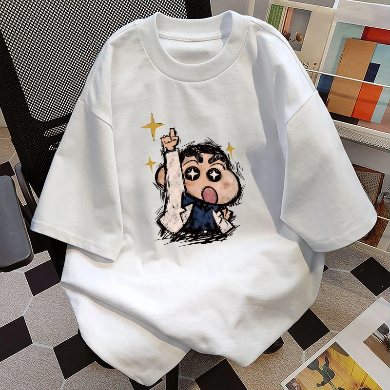 日系复古蜡笔小新短袖t恤男女ins潮牌夏2025宽松情侣oversize上衣